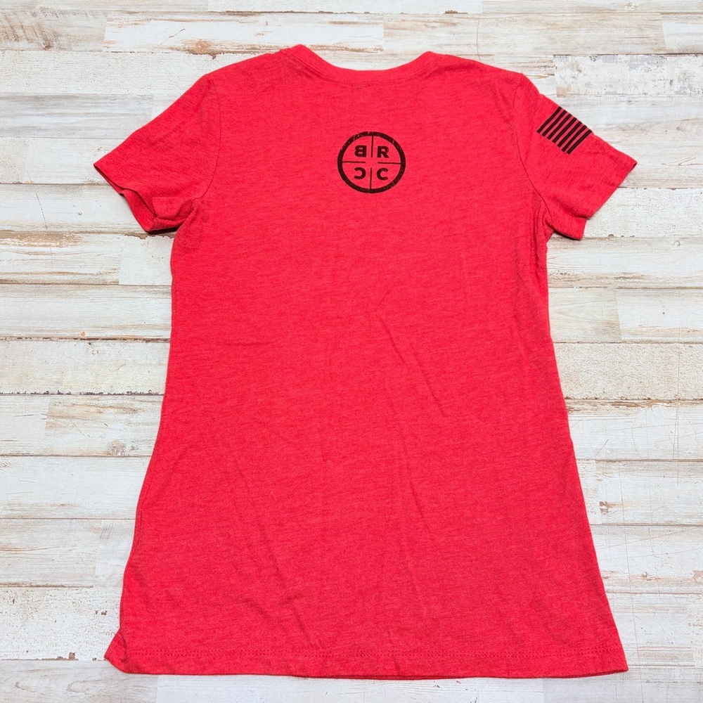 Black Rifle Coffee Shirt Women's Medium Red USA Flag Short Sleeve Top American - Picture 3 of 6